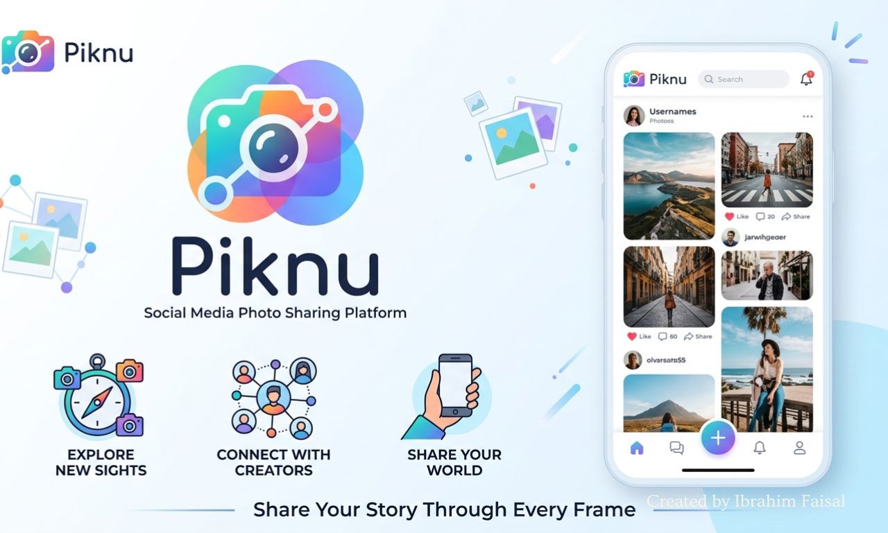 Piknu social media platform interface for sharing photos