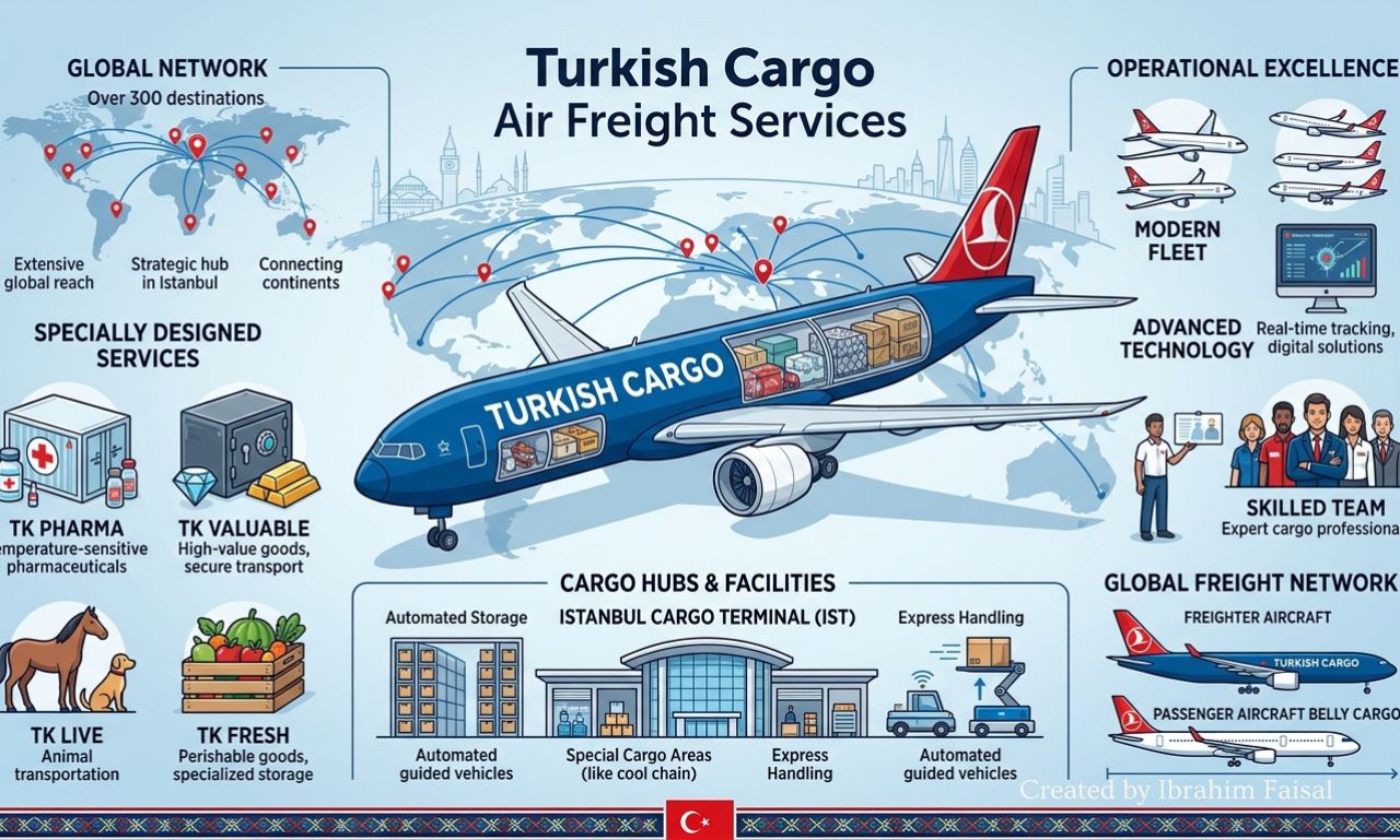 Turkish Cargo aircraft transporting international freight through Istanbul.