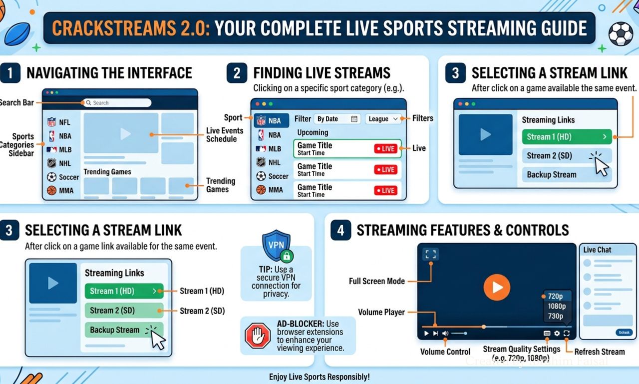 CrackStreams 2.0 sports streaming website interface