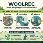 Recycled wool fibers processed into sustainable textile products
