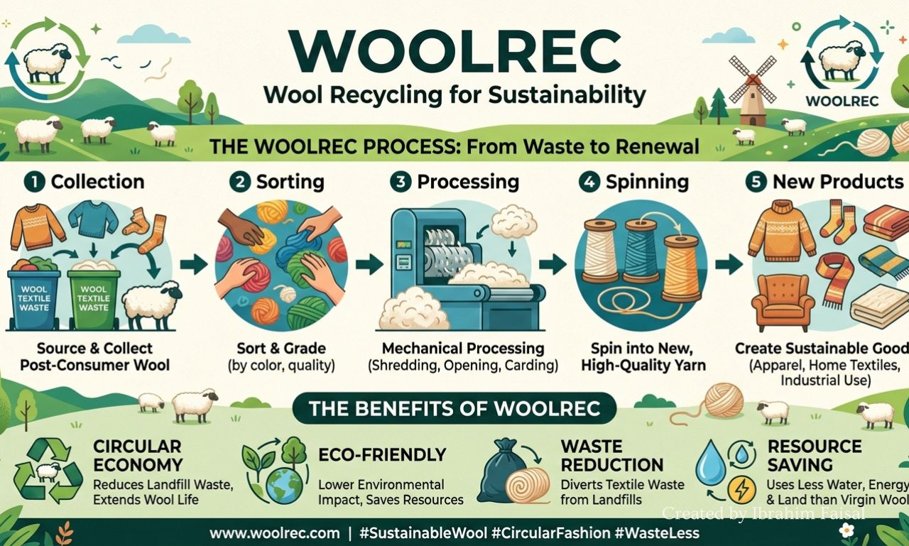 Recycled wool fibers processed into sustainable textile products