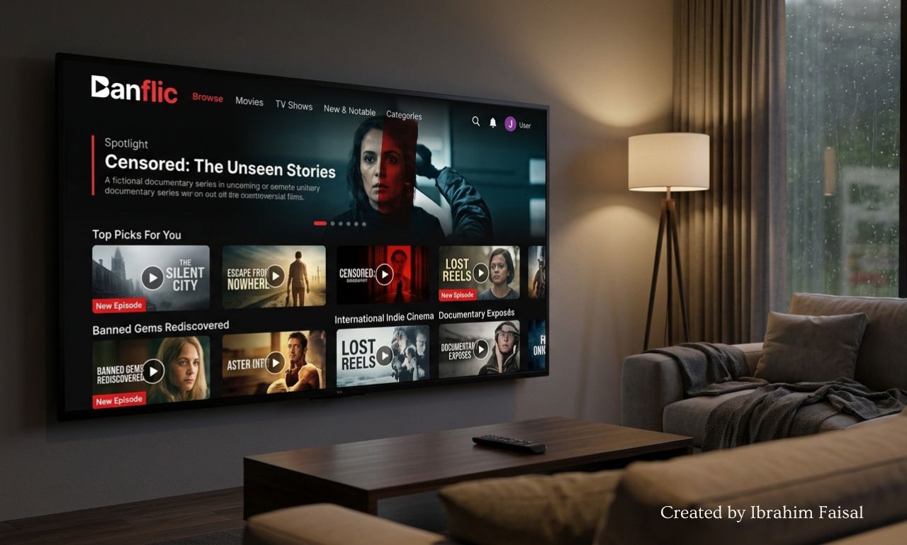 Banflic streaming platform displaying movies and TV shows